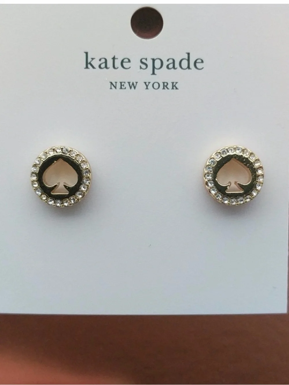 Kate Spade Gold Spade Crystal Stud Earrings
